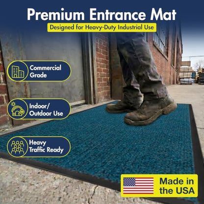 Notrax 109 Industrial Door Mat, 3' x 5' Blue, Made in the USA - color: Slate Blue, size: 3' x 5' (Rectangular)