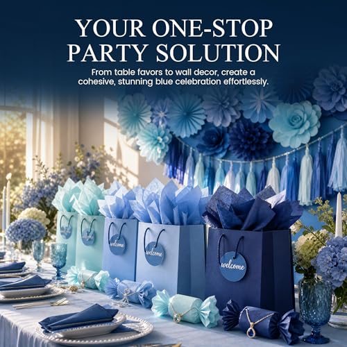 VGOODALL 450 Sheets Blue Tissue Paper, 6 Colors, 11.5 X 8 inches - color: Blue