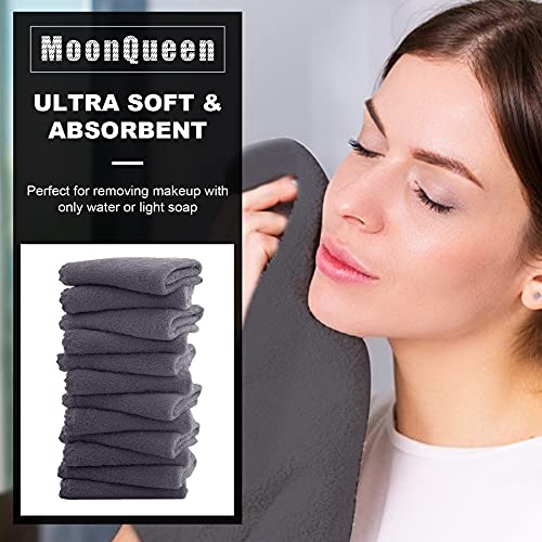 MOONQUEEN Microfiber Facial Cloths Fast Drying Washcloth 12 Pack - Premium Soft Makeup Remover Cloths - Grey - color: Grey, size: 12x12 Inch (Pack of 12)