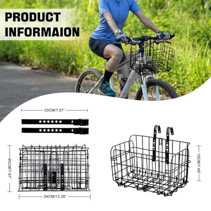 Front Bike Basket, Folding Removable Adjustable Bike Basket