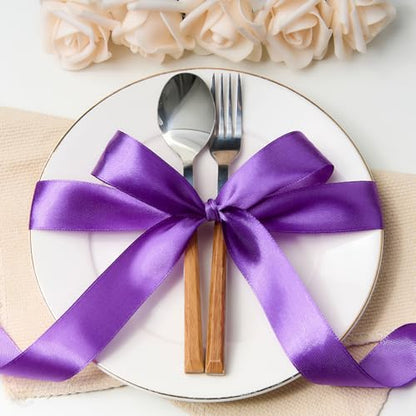 Purple Satin Ribbon 1 Inch x 100 Yards - color: Purple