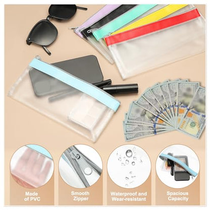 PATIKIL 8.7x3.9 Inch Money Bags with Zipper, 4 Pcs Clear PVC Cash Deposit Bank Pouch Envelopes Makeup Bag Check Wallet for Coin Cosmetics Bill, White - color: White
