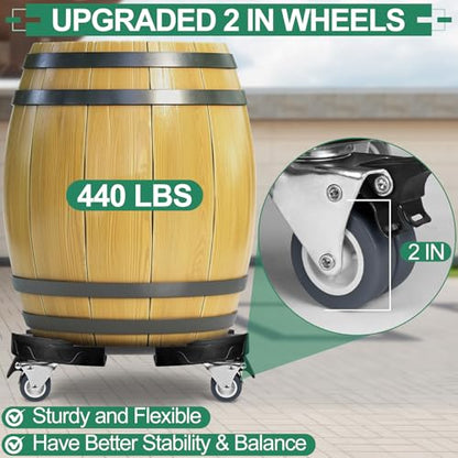 ToLanbbt Trash Can Dolly with Wheels, 15-19 in Adjustable Round Furniture Dolly, Heavy Duty 440 LBS Drum Rolling Base, Keg Dolly for 20, 32, 44, 55 Gallon Garbage Cans, Black, 1 Pack - color: Black, size: 2 IN - 1 Pack
