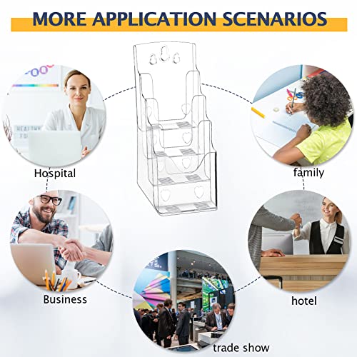 Crtiin 2 Pack 4 Tier Acrylic Brochure Holder 4 X 9 Inch, Clear Display - size: 4 x 9 Inch