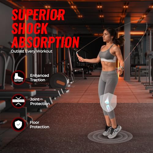 SUPERJARE 0.79'' Extra-Thick 6 Pcs 24 Sq Ft Exercise Equipment Mats - color: Black/Grey, size: 6 Tiles (24 Sq Ft)