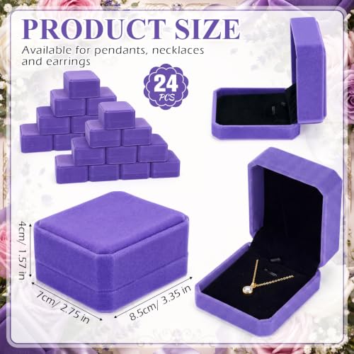 Sureio 24 Pcs Velvet Jewelry Gift Boxes Bulk Purple - color: Purple