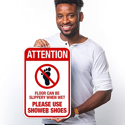Floor Can Be Slippery When Wet Sign, - size: 12x18