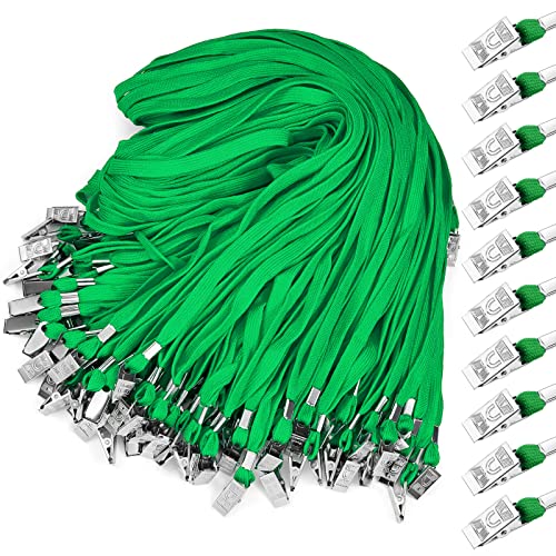 Marspark 200 Pcs Lanyards for ID Badges, Flat Swivel Hook,Dark Green - color: Dark Green