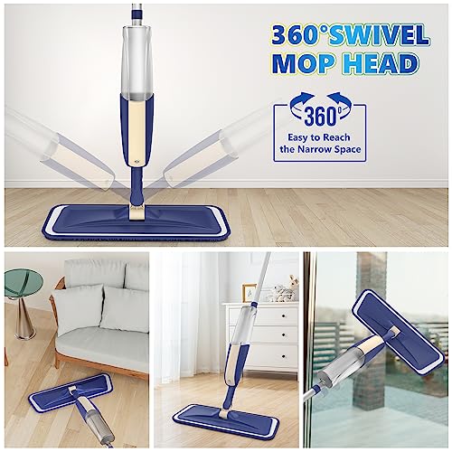 Spray Wet Mops for Floor Cleaning: Hardwood Floor Mop 2 Bottles Refillable - color: Beige