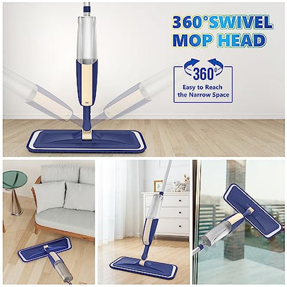 Spray Wet Mops for Floor Cleaning: Hardwood Floor Mop 2 Bottles Refillable - color: Beige