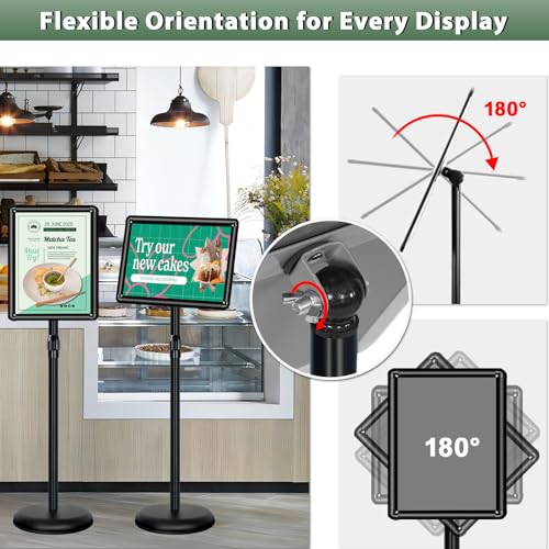 6 Pack Pedestal Sign Holder, 8.5 x 11" Adjustable Floor Standing Sign Stand - color: Black, size: 8.5x11in-6p