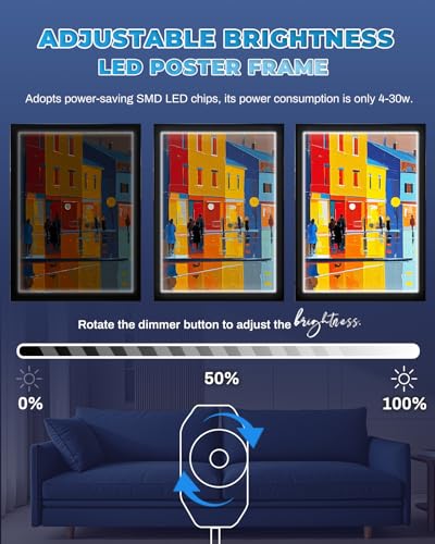 24x36 LED Poster Frame, Magnetic Backlit Light Box with Dimmer - size: 24" x 36"