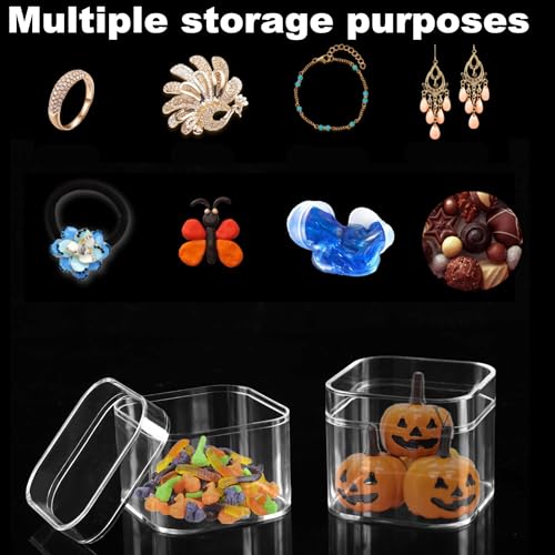 KissYou Acrylic Box 4 Packs Clear Square Cube with Lid Jewelry Storage Boxes Graduation Wedding Birthday Party Candy Boxes Decorative Box - size: 2.17 x 2.17 x 1.89 Inch