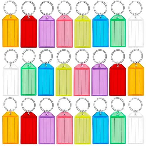 Uniclife 200 Pack Plastic Key Tags with Split Ring Label Window, 8 Colors - size: 200 Pack