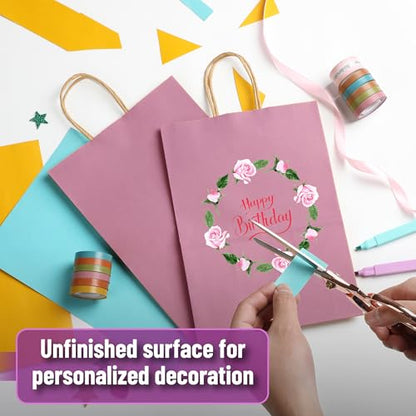 Mr. Pen- Paper Gift Bags with Handles, 60 Pack, 7.6" x 4.7" x 10.6" - color: Light Pink, size: 60 Pack