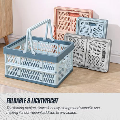 2-Pack Foldable Storage Baskets, 20L Collapsible Crates PP Grey+Pink - color: Grey + Pink