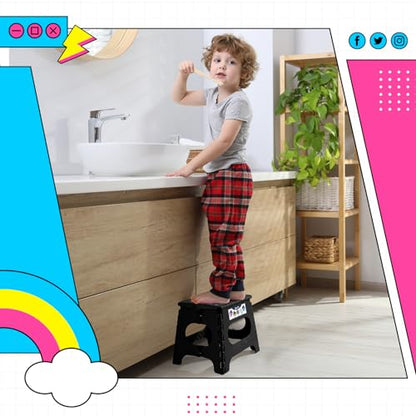 Delxo Folding Step Stool 11 inch 2 Pack,300 Lbs Step Stool for Kids&Adults - color: Black, size: 11 Inch-2 Pack