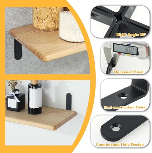 Alise 12Pcs Floating Shelf Brackets, Black Heavy Duty L Bracket for Shelves - color: Black, size: (12P) 5x3x0.72 inch