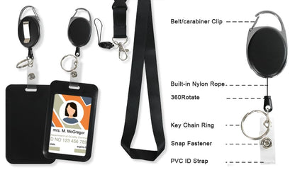 Retractable ID Badge Holder with Breakaway Lanyard,Heavy Duty Badge Reel,Detachable Keychain, Cruise Ship Cards Holder,for Nurse Officer Teacher Security Staff Women Men(Purple) - color: Purple-1, size: 2 Vertical Holders, 2 Oval Reels, 1 Lanyard