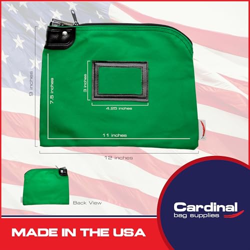 Locking Canvas Cash Bag, Kelly Green, 9 x 12 Inch - color: Kelly Green