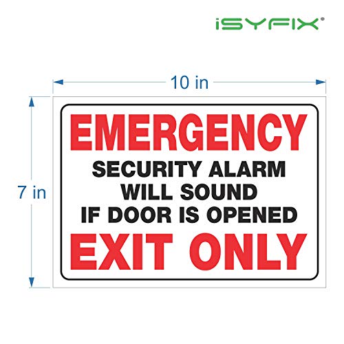 iSYFIX Emergency Exit Only Stickers, 10x7 Inch, 2 Pack, WHITE - color: WHITE
