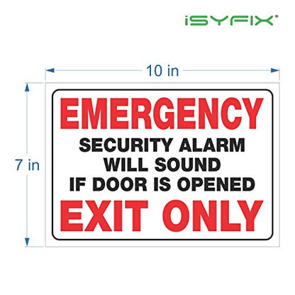 iSYFIX Emergency Exit Only Stickers, 10x7 Inch, 2 Pack, WHITE - color: WHITE