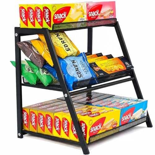 Candy Display Rack with Pull-out Tray, 3-Tire Snack Organizer