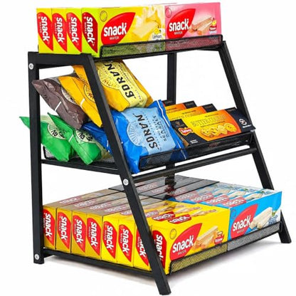Candy Display Rack with Pull-out Tray, 3-Tire Snack Organizer