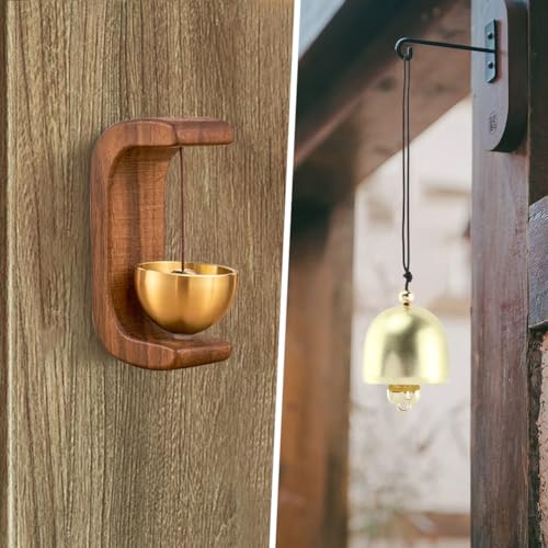 Wooden Shopkeepers Bell, Magnetic Door Chime with Brass Bell for Home/Store