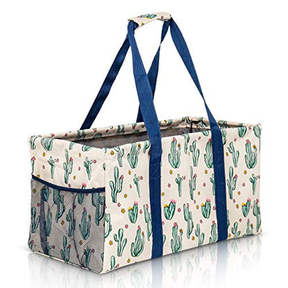 Extra Large Utility Tote Bag - Oversized Collapsible Beach Bag - Cactus - color: Cactus White