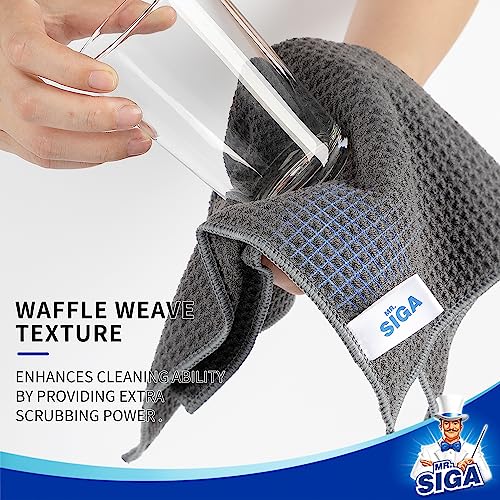 MR.SIGA Waffle Pattern Microfiber Cleaning Cloths, 6 Pack, Gray - color: Gray