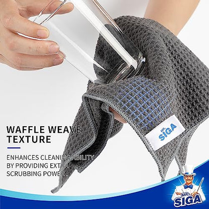 MR.SIGA Waffle Pattern Microfiber Cleaning Cloths, 6 Pack, Gray - color: Gray