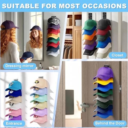Eiito Hat Organizer for Baseball Caps, 2 Pack - color: Black