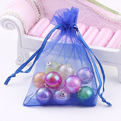 Wudygirl 100 PCS Organza Bags 4"x6" Gift Bags with Drawstring Blue - color: Blue, size: 4x6 IN