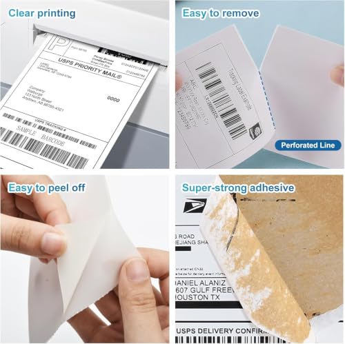 9527 Product 4x6 Blank Direct Thermal Shipping Labels for Zebra 2844 Zp-450 Zp-500 Zp-505 Direct Thermal Labels Printers, Eltron Printer, 250 Label per Roll,Total 16 Rolls 4000 Label - color: Roll, size: 16 Rolls | 4000 Labels