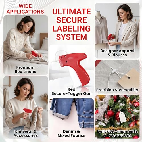 ASEER Micro Stitch Gun No Sew Kit 6 Needles 2000 Fasteners 200 Buttons - color: Red