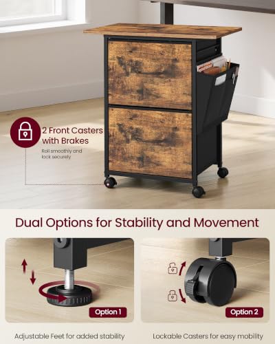 VASAGLE 2-Drawer File Cabinet, Mobile Printer Stand with Storage - color: Brown, size: 2 Drawers
