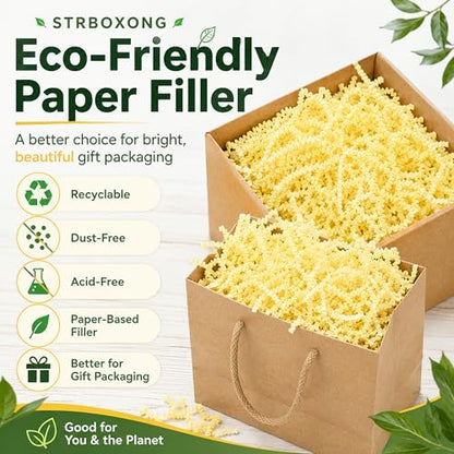 STRBOXONG Light Yellow Crinkle Paper Filler 1 LB, Recyclable Crinkle Cut Paper Shred for Easter Baskets, Spring Gift Boxes, Baby Shower Favors, Party Supplies, DIY Crafts and Gift Packaging - color: Light Yellow