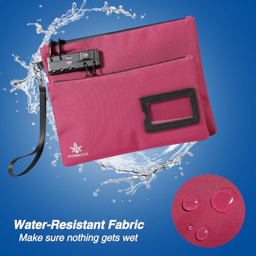 KOSMCCO Lockable Money Bag, Rose Red, 11x8.6 Inch - color: Rose Red