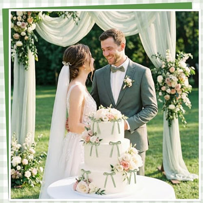 30 Pack Sage Green Bow Cake Toppers Ribbon Bows for Cake - color: Sage Green