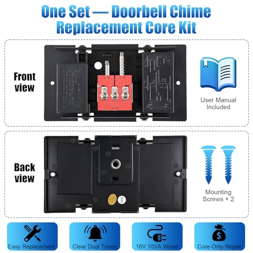 Wired Doorbell Chime Mechanism Assembly, Core Replacement, 16V 10VA