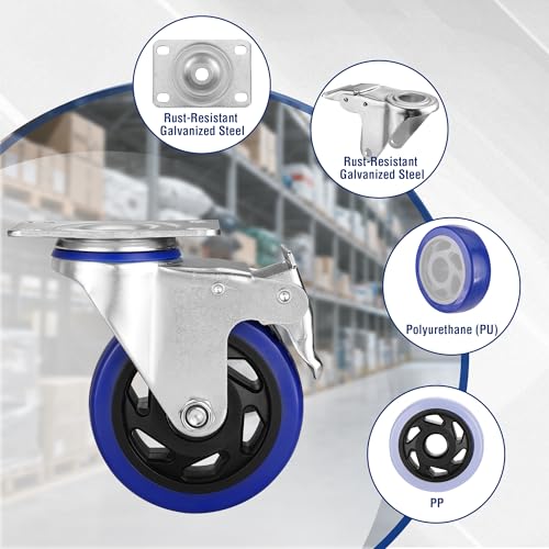 WORKPRO 4" Caster Wheels, 2200 LBS Heavy Duty Swivel Casters, Set of 4 - style: 4 Inch