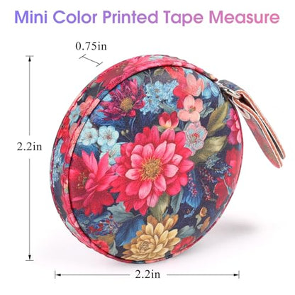 Retractable Mini Leather Tape Measure, Auto Retract Flowers - color: Colorful Flowers