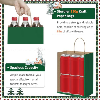 BagDream Medium Gift Bags with Handles 8x4.25x10.5 Forest Green 100Ct Bulk - color: Forest Green