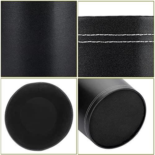 Sumnacon Round Leather Waste Basket,Small Classic PU Trash Garbage Can Under Desk Cabinet, Contemporary Wastebasket Bin for Home Office Laundry Room Living Room Bathroom Office,Black - color: Black