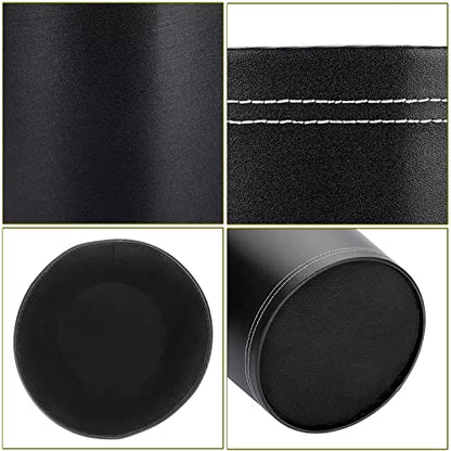 Sumnacon Round Leather Waste Basket,Small Classic PU Trash Garbage Can Under Desk Cabinet, Contemporary Wastebasket Bin for Home Office Laundry Room Living Room Bathroom Office,Black - color: Black