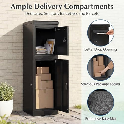 COSTWAY 44" Heavy-Duty Galvanized Steel Parcel Drop Box - size: 13" x 17" x 44"