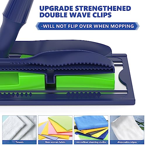 Microfiber Mops for Floor Cleaning: Flat Floor Mop with 4 Washable Pads - color: Green