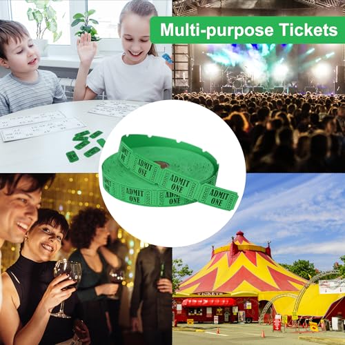 LLIKED 2000 Green Raffle Tickets 1" x 2" Admit One Single Roll - size: 2000 Green