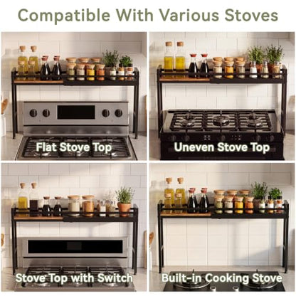 Over the Stove Shelf, Snap‑Lock Adjustable Length Stove Top Spice Rack - color: Snap-lock adjustment